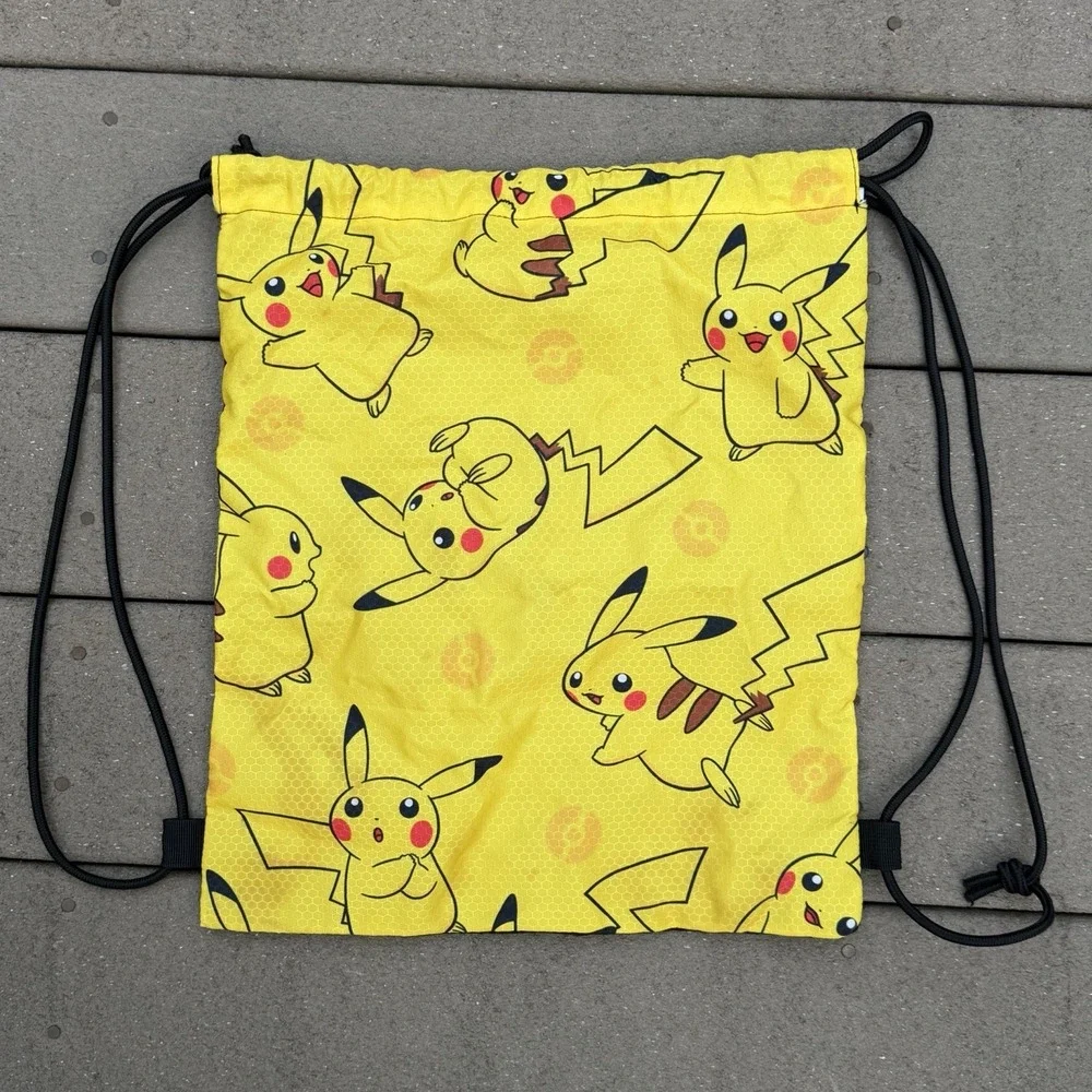 Pokemon Pikachu Drawstring Backpack Yellow Gym Sack Cinch Bag Nintendo Kids
